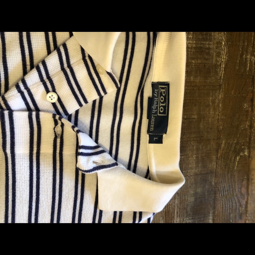 L Polo Ralph Lauren navy stripped shirt